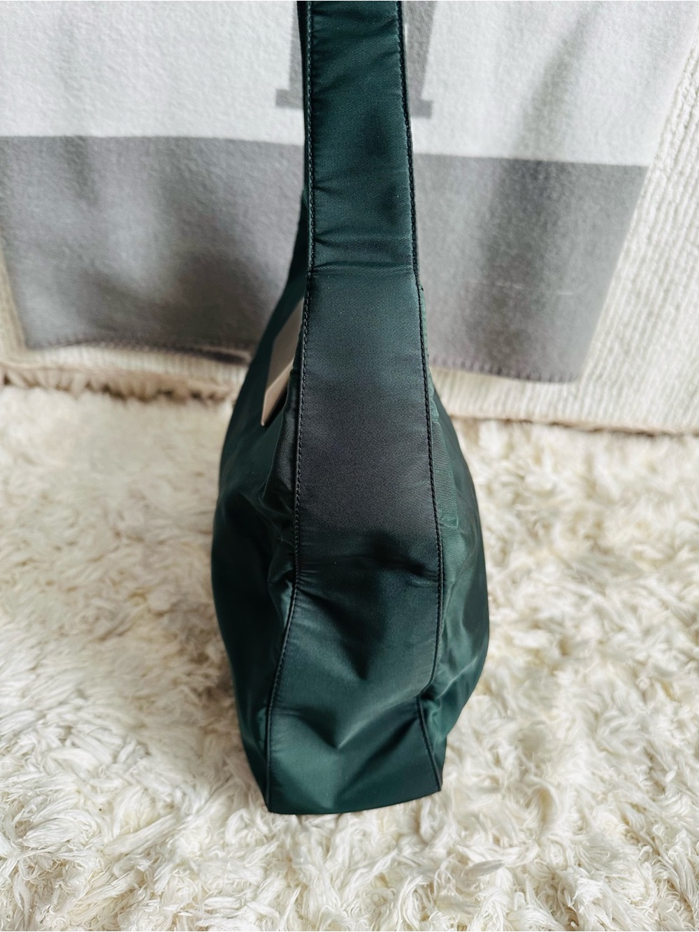 Vintage Prada Dark Green Nylon Shoulder Bag - Picture 5 of 13